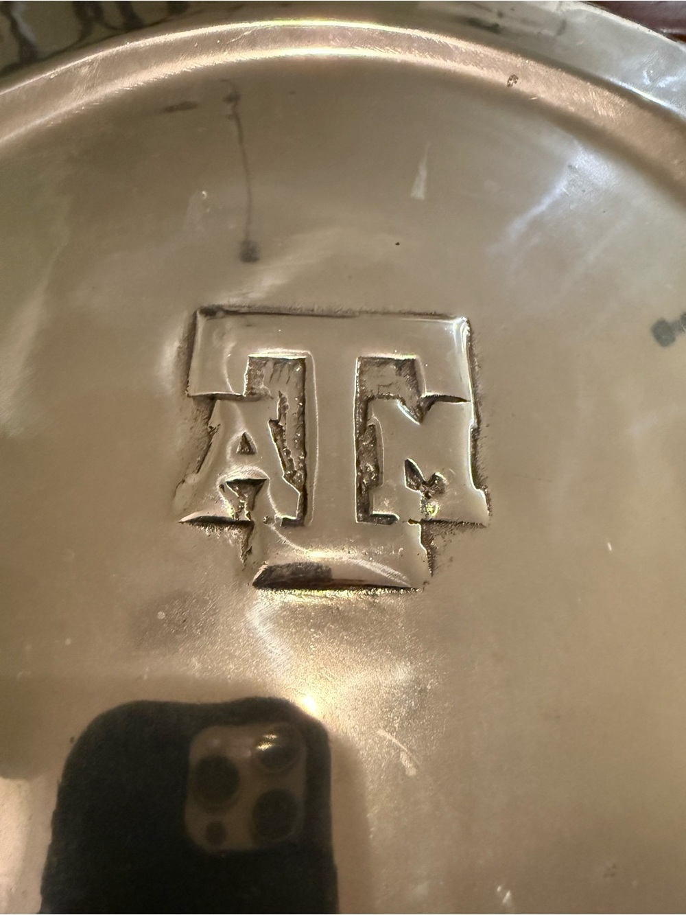 Monogrammed Metal Texas A&M Serving Tray with Double Handles - Silver Pewter - Picture 3 of 5